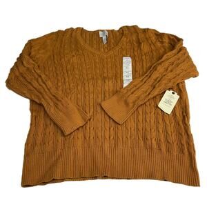 St. John's Bay Women's Classic Cable Sweater Deep Bronze Size 2X New